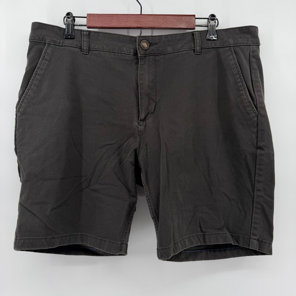 Mugsy Brooks Chino Shorts Mens 38 Charcoal Grey Stretch Cotton Blend Casual Prep